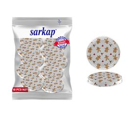 Sarkap Yeni Yıl Serisi 82 mm Ekose Teddy Yeşil Kırmızı Hijyenik Paketli 10 Adet Kavanoz Kapağı