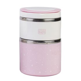 Saro 820 ml Pembe 2 Katlı Isı Yalıtımlı Termos Yemek Mama Kabı