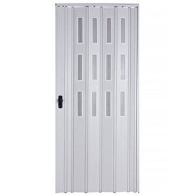 Sarpaş 132x220 Beyaz Camlı 12 mm Katlanır Pvc Akordiyon Kapı