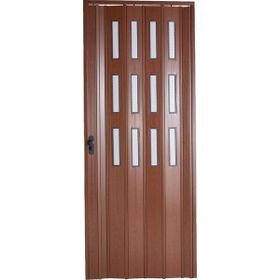 Sarpaş Ceviz Camlı 12 mm Katlanır Akordeon Pvc 117x215 cm Akordiyon Kapı