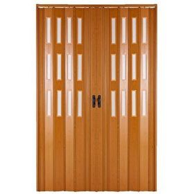 Sarpaş Ceviz Camsız Çift Açılım Katlanır Pvc 147x193 cm Akordiyon Kapı