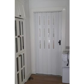 Sarpaş Katlanır Akordiyon Pvc Tek Kapı Camlı - 117 x 205 - Beyaz - 117 x 205 cm