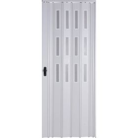 Sarpaş Katlanır Akordiyon Pvc Tek Kapı Camlı - 117 x 213 - Beyaz - 117 x 213 cm