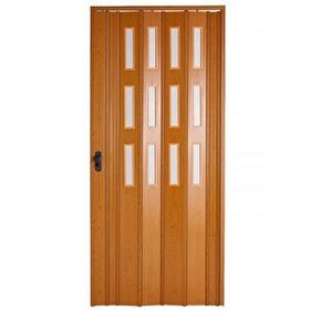 Sarpaş Katlanır Pvc Camlı Meşe Tek 132x207 cm Akordiyon Kapı