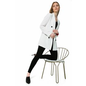 Sateen 9YCE115K142 Ekru Vatkalı Kruvaze Kadın Ceket