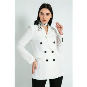Sateen 9YCE115K142 Ekru Vatkalı Kruvaze Kadın Ceket