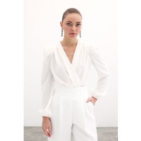 Sateen 9YCE115K142 Ekru Vatkalı Kruvaze Kadın Ceket