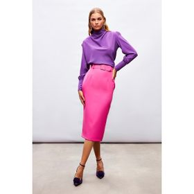 Sateen STN139KET2027 Fuşya Kemerli Kadın Kalem Etek