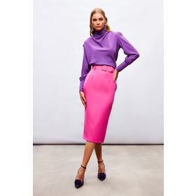 Sateen STN139KET2027 Fuşya Kemerli Kadın Kalem Etek