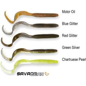 Savage Gear LB Rib Worm Red Glitter 90 mm 10 Adet Suni Yem