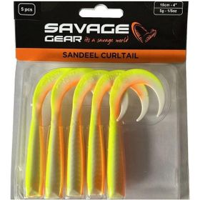 Savage Gear LB Sandeel Curltail 10 cm Lemon Back 5 Adet Suni Balık Yemi