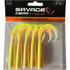 Savage Gear LB Sandeel Curltail 10 cm Lemon Back 5 Adet Suni Balık Yemi