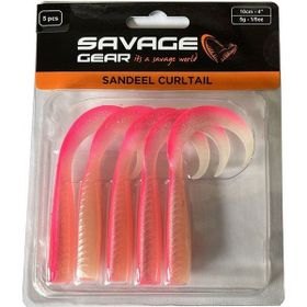 Savage Gear LB Sandeel Curltail 10 cm Pink Glow Back 5 Adet Suni Balık Yemi