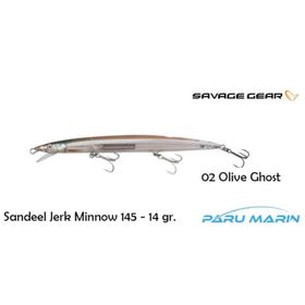 Savage Gear Sandeel Jerk Minnow 145 14 gr 02 Olive Ghost Suni Yem