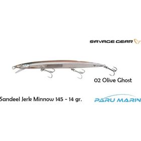 Savage Gear Sandeel Jerk Minnow 145 14 gr 02 Olive Ghost Suni Yem
