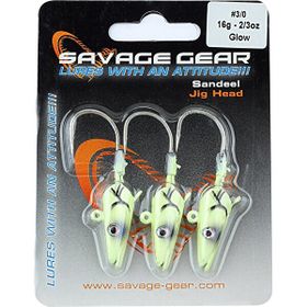 Savage Gear Sandeel Jig Head 16 gr 3/0 - 3PCS Glow Suni Yem