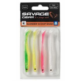 Savage Gear Slender Scoop Shad 9 cm 4 gr Dark Water Mix 4 Adet Suni Balık Yemi