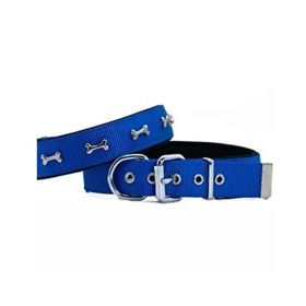 Savex Pet Doggie DSBT-2562 Royal Blue 2.5x37-45 cm M Konfor Dokuma Kemikli Boyun Tasması