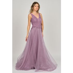 Saygın 0991377 Lila Kadın Abiye Elbise