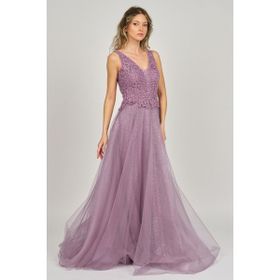 Saygın 0991377 Lila Kadın Abiye Elbise