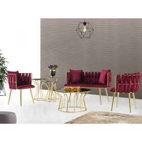 Says Metal Bordo Gold Çay Seti