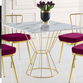 Says Metal Kare 90 x 90 cm Bordo Gold Masa