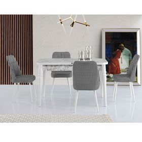 Says Metal Kelebek 80 x 130 cm Beyaz-Mermer Masa Takımı
