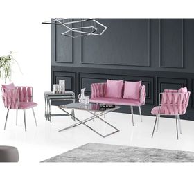 Says Metal Krom Pembe Çay Seti