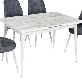 Says Metal Polo 75 x 120 cm Beyaz Mermer Masa