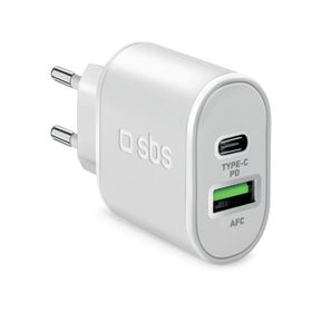 Sbs 1xUSB-A+1xUSB-C PD 20W Beyaz Seyahat Şarj Cihazı
