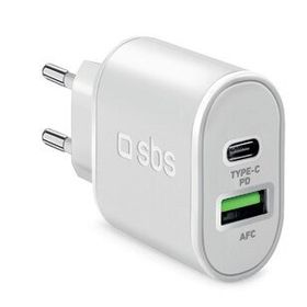 Sbs 1xUSB-A+1xUSB-C PD 20W Beyaz Seyahat Şarj Cihazı