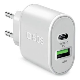 Sbs 1xUSB-A+1xUSB-C PD 20W Beyaz Seyahat Şarj Cihazı