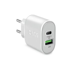 Sbs 1xUSB-A+1xUSB-C PD 20W Beyaz Seyahat Şarj Cihazı