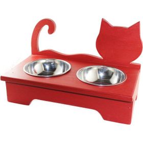Scdekor Ahşap Kedi Mama ve Su Kabı