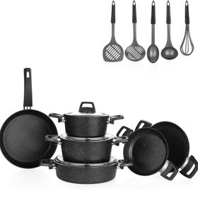 Schafer 14 Parça Siyah Black Stone Tencere Seti