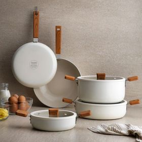 Schafer 26 CM Krem Ceramoni Seramik Basık Tencere