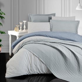 Schafer 7 Parça İndigo Milano Çift Kişilik Yatak Örtüsü ve Nevresim Set