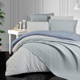 Schafer 7 Parça İndigo Milano Çift Kişilik Yatak Örtüsü ve Nevresim Set