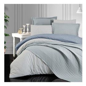 Schafer 7 Parça İndigo Milano Çift Kişilik Yatak Örtüsü ve Nevresim Set