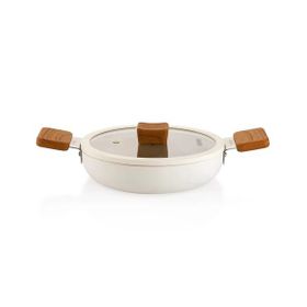 Schafer Ceramoni Krem 22 cm Seramik Kapaklı Sahan