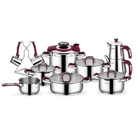 Schafer Compact Bordo 18 Parça Çelik Tencere Seti
