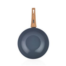 Schafer Fiesta 28 cm Siyah Açık Kahverengi Seramik Wok Tava