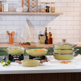 Schafer Fiesta Seramik 24 cm Yeşil Basık Tencere