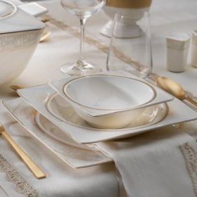 Schafer Glamor Elegant 60 Parça 12 Kişilik Beyaz Yemek Takımı