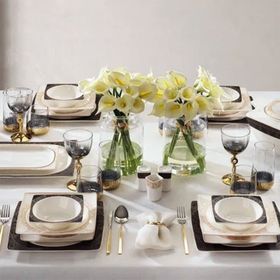 Schafer Glamor Golden 60 Parça Gold Siyah Yemek Takımı
