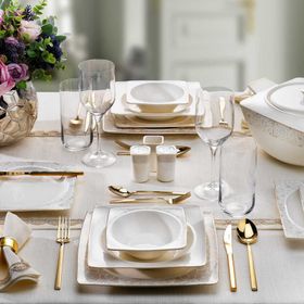 Schafer Glamor Point Beyaz 60 Parça 12 Kişilik Yemek Takımı