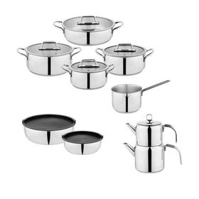 Schafer Grande Mia Inox Çelik Kapaklı 28 cm 16 Parça Çelik Çeyiz Seti