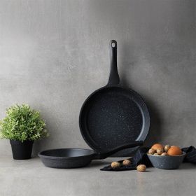 Schafer Gri Famos Yanmaz Yapışmaz 2 Parça Granit Döküm Tava Seti