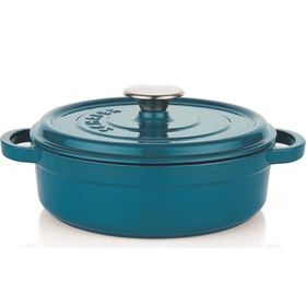 Schafer Guss Chef Döküm Basık Tencere 28 Cm 2 Parça Mavi
