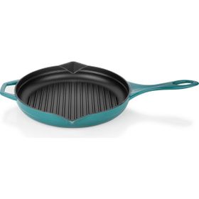 Schafer Guss Chef Döküm Yuvarlak 28 cm Turkuaz Grill Tava